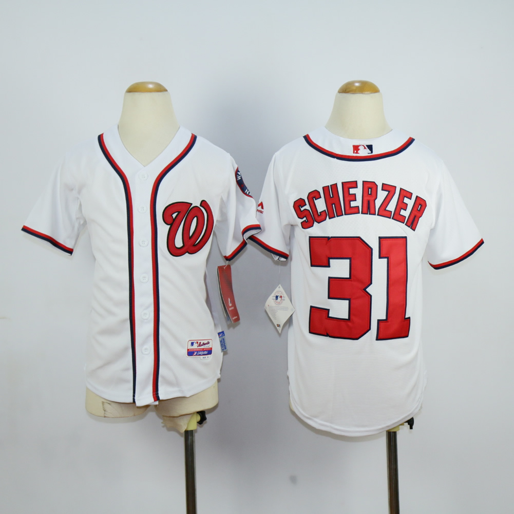Youth Washington Nationals #31 Scherzer White MLB Jerseys